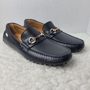 Oliver Cabell Driver Black Pebbled Leather Mens Sz 8 Boat HorseBit Loafer Shoes